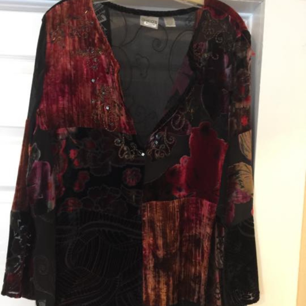 Chico's Patchwork Tunic Top, Size Large